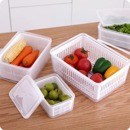 Organizador de Refrigerador y Caja de Almacenamiento para Frutas y Verduras