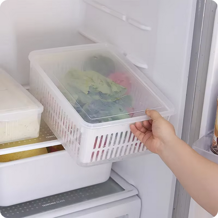 Organizador de Refrigerador y Caja de Almacenamiento para Frutas y Verduras