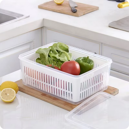 Organizador de Refrigerador y Caja de Almacenamiento para Frutas y Verduras