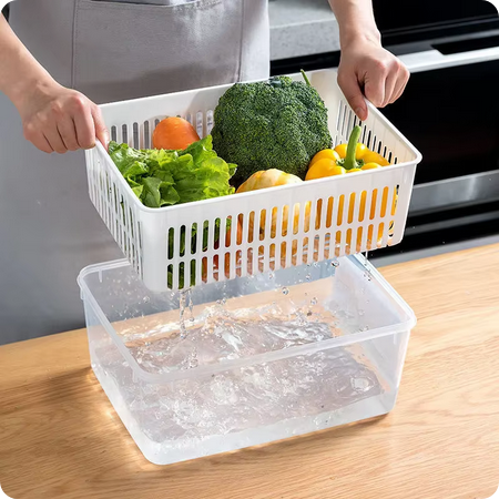 Organizador de Refrigerador y Caja de Almacenamiento para Frutas y Verduras