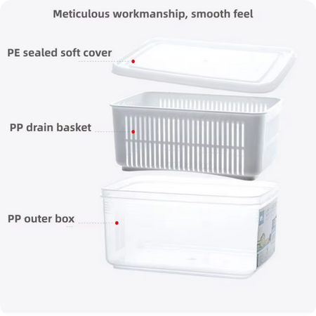 Organizador de Refrigerador y Caja de Almacenamiento para Frutas y Verduras