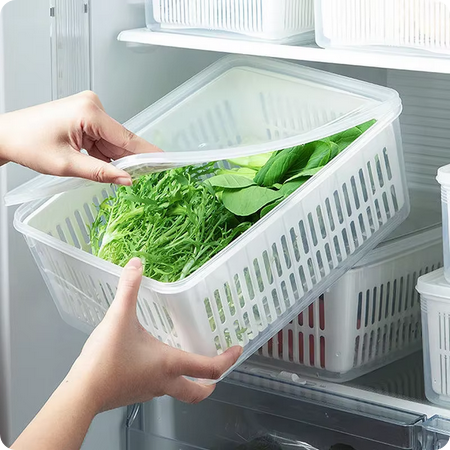 Organizador de Refrigerador y Caja de Almacenamiento para Frutas y Verduras