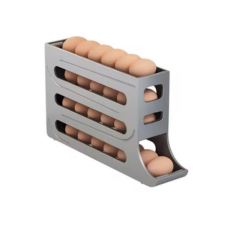 Caja de Almacenamiento de Huevos de 4 Niveles - Organizador para Refrigerador con Soporte Rodante