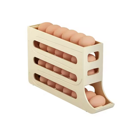 Caja de Almacenamiento de Huevos de 4 Niveles - Organizador para Refrigerador con Soporte Rodante