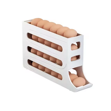 Caja de Almacenamiento de Huevos de 4 Niveles - Organizador para Refrigerador con Soporte Rodante
